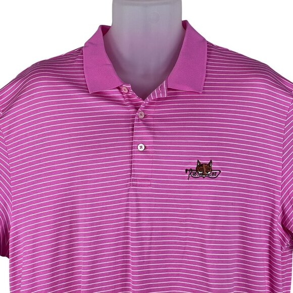 Polo Golf Ralph Lauren Mens XL Pink Striped Pima Cotton Fox Embroidery Preppy - Picture 3 of 14